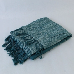 Unbranded Women's Scarf Wrap Shawl Turquoise Paisley Pattern Fringe
