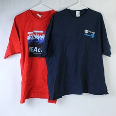 Lot of 2 T Tee Shirts Men's Size 2XL Gildan Bayside Navy Blue Red Short Sleeves