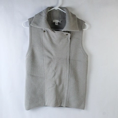 Coldwater Creek Women's Sweater Size S Gray Front Zip Snap Closure Sleeveless