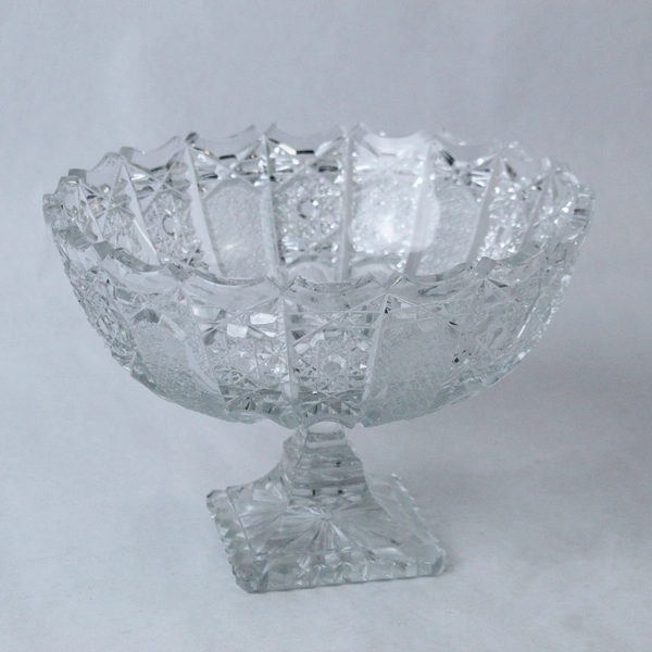 Cut Crystal Decorative Candy Bowl Dish Diamond Star Pattern 5.75" Tall