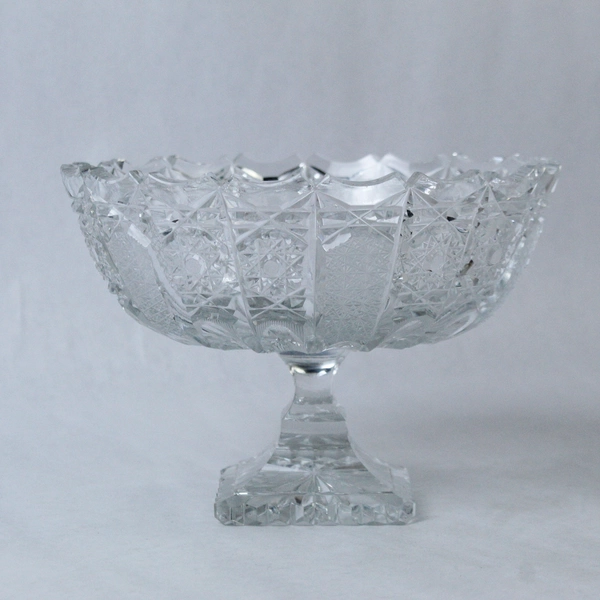 Cut Crystal Decorative Candy Bowl Dish Diamond Star Pattern 5.75" Tall
