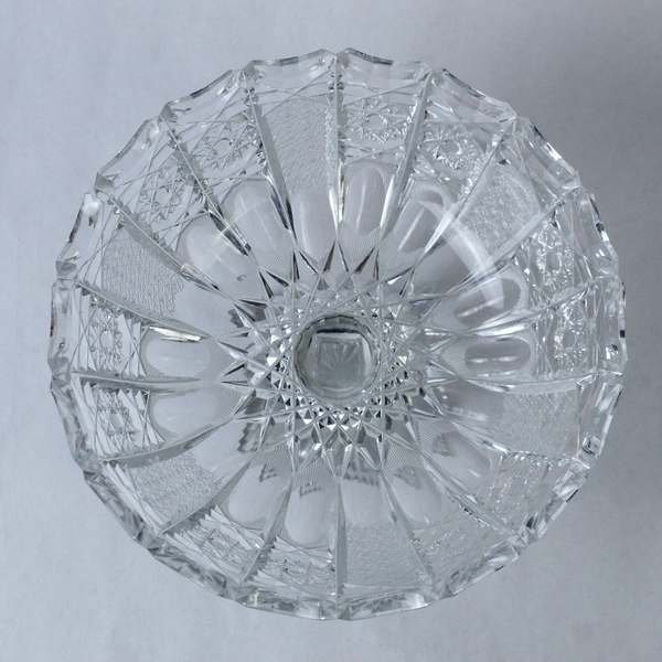 Cut Crystal Decorative Candy Bowl Dish Diamond Star Pattern 5.75" Tall