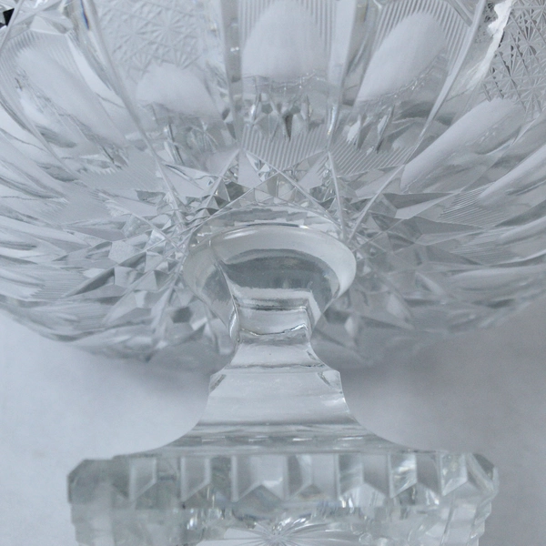 Cut Crystal Decorative Candy Bowl Dish Diamond Star Pattern 5.75" Tall