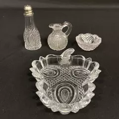 Antique McKee EAPG Hickman's 4 Piece Child's Condiment Set