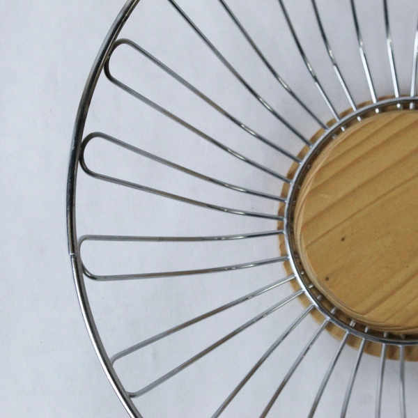 Vintage Wood And Wire Metal Serving Fruit Round Basket Home Decor