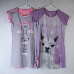 Lot of 2 Girls Large 10-12 Wonder Nation Graphic Print Nightgowns