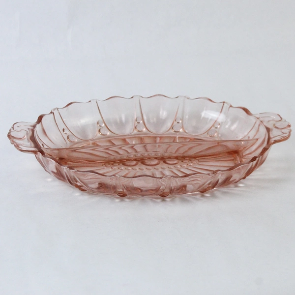 Vintage Anchor Hocking 2 Section Oyster And Pearl Divided Relish Dish Pink