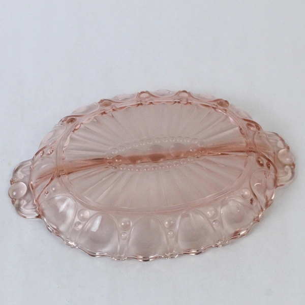 Vintage Anchor Hocking 2 Section Oyster And Pearl Divided Relish Dish Pink
