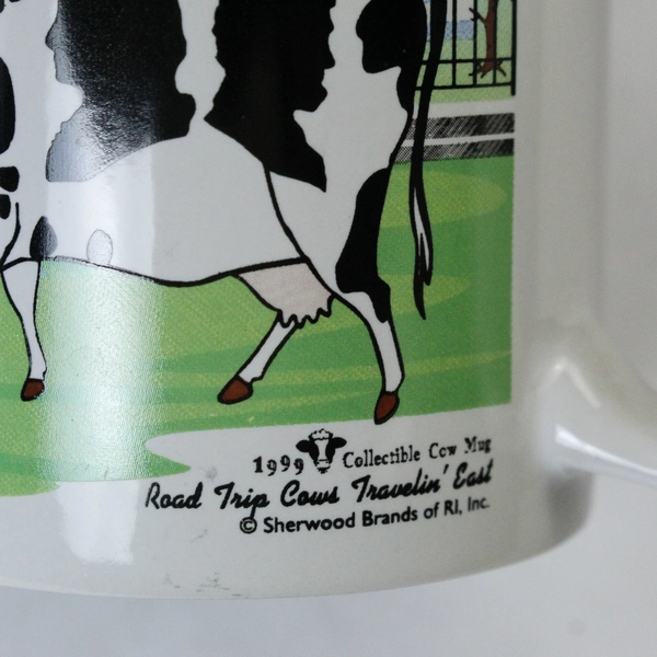 1999 Coffee Cup Mug Road Trip Cows Travelin' East Sherwood Brands of RI Inc