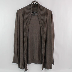 Marina Luna Women's Plus Size 1X Taupe Brown Open Front Cardigan Long Sleeve