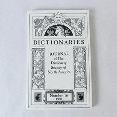 Dictionaries Journal of The Dictionary Society North America Number 16 1995 PB
