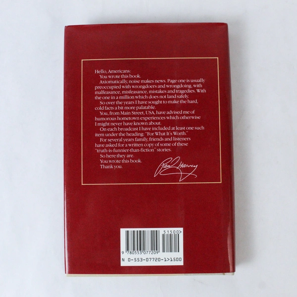 Paul Harvey's For What It's Worth Hardcover 1991 Bantam Books Good Condition