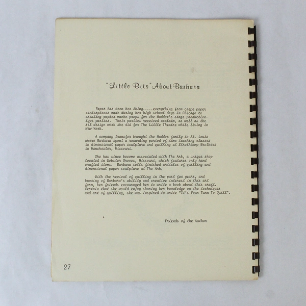 It's Your Turn To Quill by Barbara Maddox 1972 Spiralbound