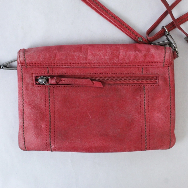 Vintage The Sak Pink Leather Crossbody Shoulder Bag Fold Over Handbag