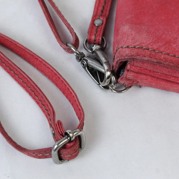 Vintage The Sak Pink Leather Crossbody Shoulder Bag Fold Over Handbag