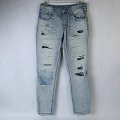 American Eagle Tom-Girl Jeans Size 0 Distressed Button-Fly Tapered Leg Ripped