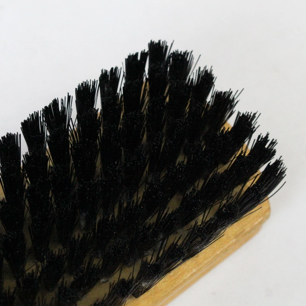 Vintage Nylon USA Brown Wooden Shoe Brush Black Bristles 7.25 Inches