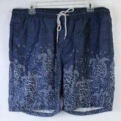 Kirkland Signature Swim Trunks Men's Size Large Navy Blue Elastic Waist Turtles