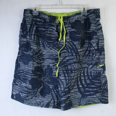 Speedo Swim Trunks Men's Size Large Navy Blue White Elastic Waist Drawstring