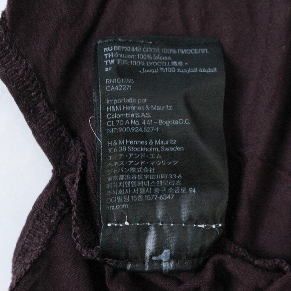 H & M Shirt Top Women's Size Medium Brown Sleeveless V Neck