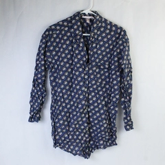 Victoria Secret Button Up Pajama Top Size Small Long Sleeve Purple Print Floral