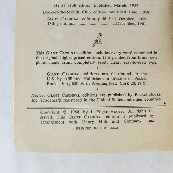 Masters of Deceit J. Edgar Hoover 13th Printing 1961 Pocket Books Inc PB