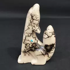 Navajo Dine Horsehair Coyote Figurine by Stan Shepherd 6.5" Tall