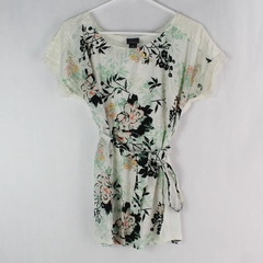 Oh Baby by Motherhood Maternity Blouse Top Off White Floral Mesh Accent Size S