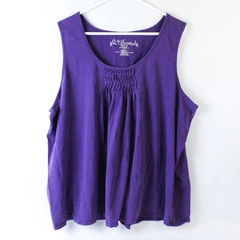 L.A. Blues Perfect Fit Plus Tank Top Purple Size 26/28W Cotton Pleated Front