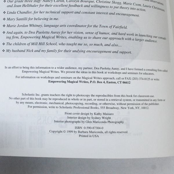 The Most Wonderful Writing Lessons Ever Barbara Mariconda 1999 Grades 2-4