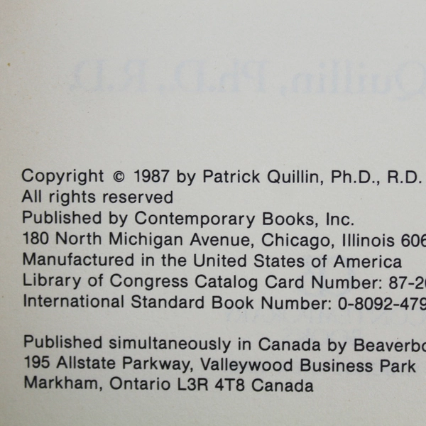 Healing Nutrients by Patrick Quillin, PhD - 1987 HC Book