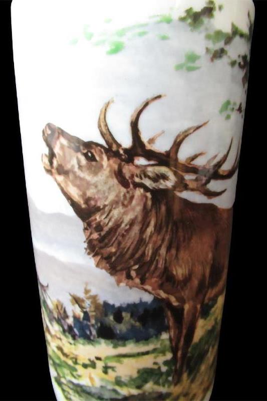 Large White Ceramic Bull Elk Beer Mug 7.25" Tall Outdoor Hunting Woods