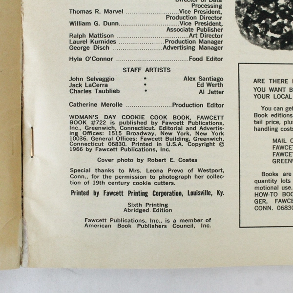 Vintage 1966 Woman's Day Cookie Cookbook Paperback, Pre-Owned, Good Condition
