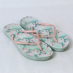 Unbranded Flamingo and Fern Patterned Sandals With Thin Pink Strap Women Size 9
