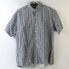 Maui Trading Company Men's Button Down Shirt Blue Pattern 100% Cotton Size M