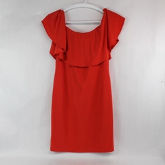 Frank Lyman Red Party Cocktail Shift Dress Size 12 Elastic Off The Shoulder 