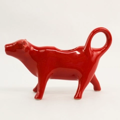Ceramic Red Cow Creamer Tail Handle for Coffee Bar or Country Home Decor