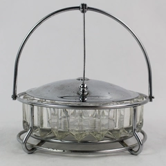 Unique Glass And Metal Serving Dish For Caviar Spread Butter