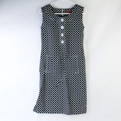 Sunset Road Women's Sleeveless Black White Polka Dot Dress Size 10 Kick Pleat