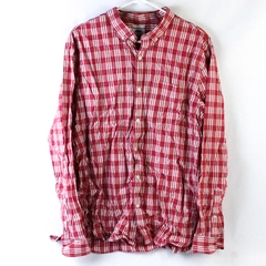 Old Navy Slim Fit Men's Button Up Dress Shirt Red White Plaid Long Sleeve XL