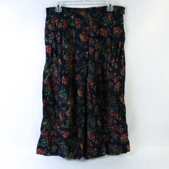 Koret Dark Blue Red Floral Patterned Pleated Maxi Skirt With Pockets Size 16