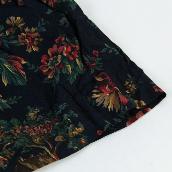 Koret Dark Blue Red Floral Patterned Pleated Maxi Skirt With Pockets Size 16
