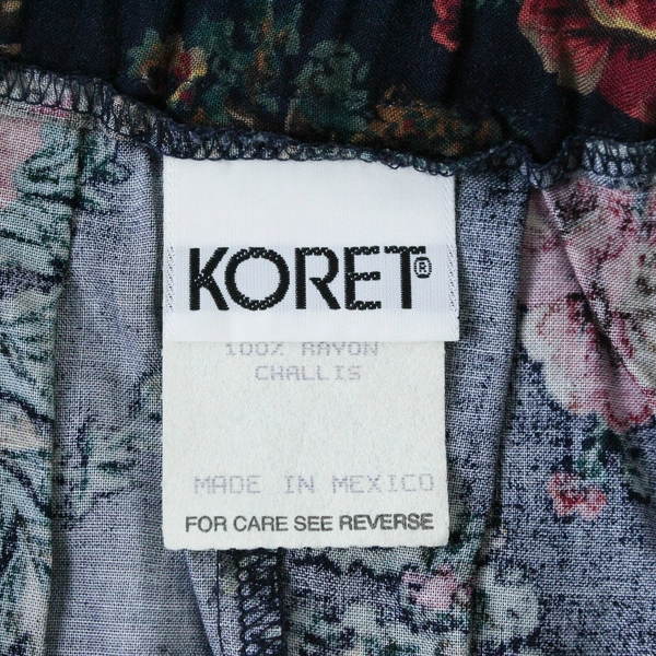 Koret Dark Blue Red Floral Patterned Pleated Maxi Skirt With Pockets Size 16