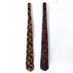 Lot of 2 Men's Neckties Stafford Red Paisley 100 Percent Silk 59 Inch