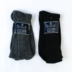 Lot of 2 Surrey Crew Length Gray and Black Men's Dress Socks 10-13 NWT