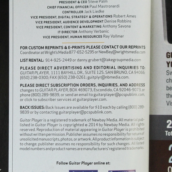 Guitar Player Magazine July 2014 Godzilla Huge New Effects Pedals Andy Summers