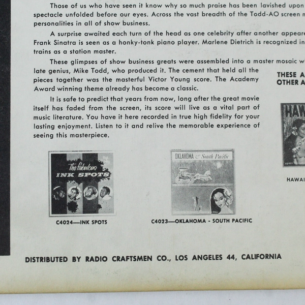 Music From Michael Todd's Around The World In Eighty Days LP Single Vinyl 12in