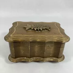 Vtg Cuendet Musical Jewelry Box Carved Floral Lid Plays Holiday In Switzerland