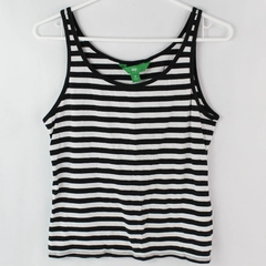 Dip Women's Black and White Striped Cropped Tank Top Size Medium