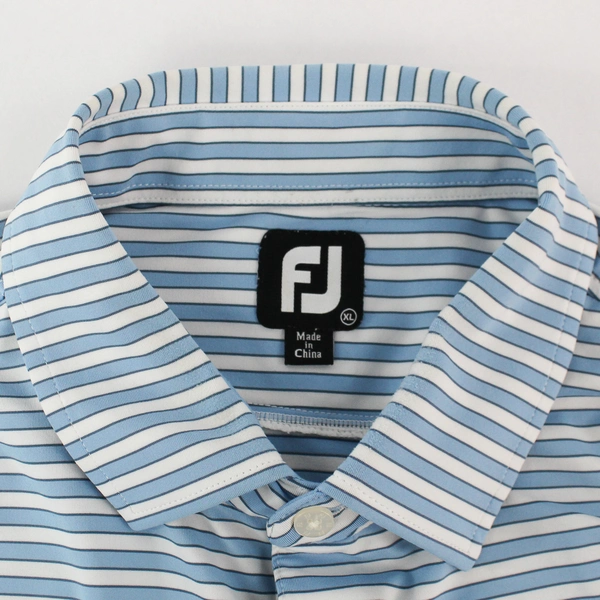 FootJoy Michelbook Country Club Men's XL Blue White Striped Polo Shirt